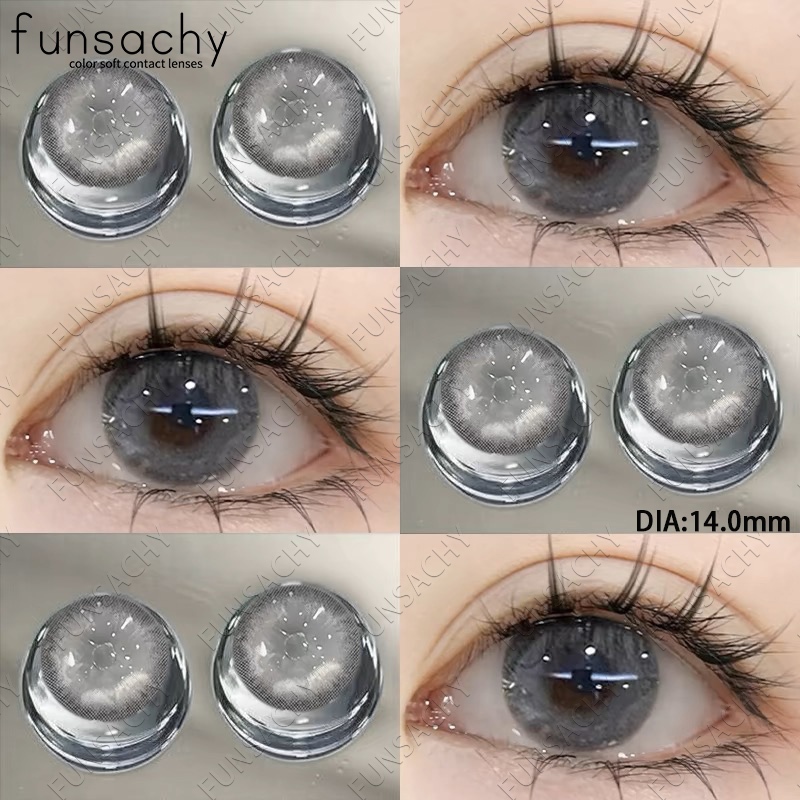 Satun gray คอนแทคเลนส์ ขนาดมินิ 2ชิ้น1คู่ อ่อนนุ่ม ลายดอกไม้แฟชั่น เลนส์รายวัน