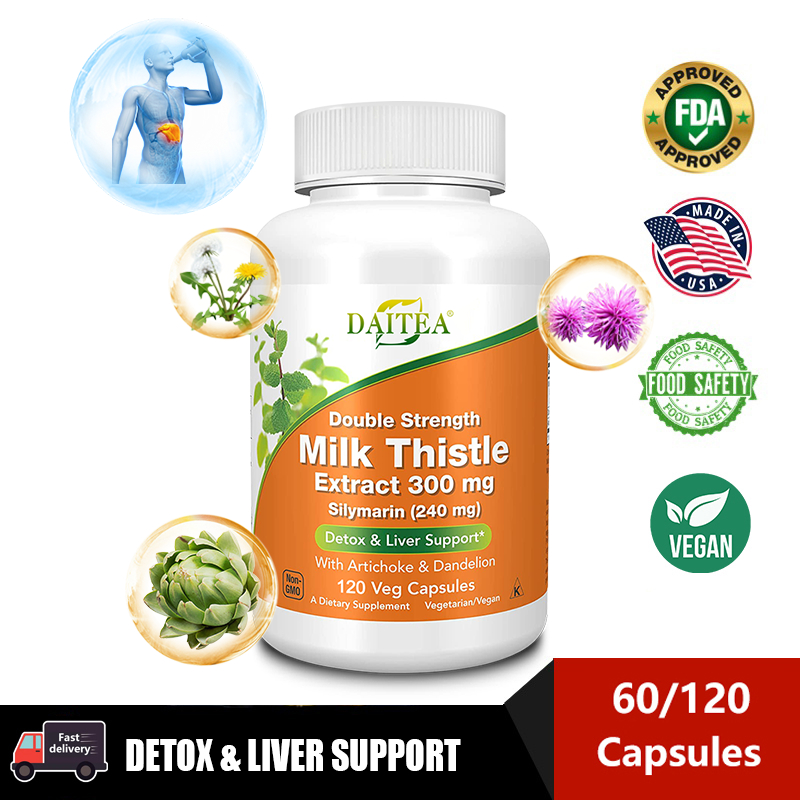 Daita USDA สารสกัดจากนมออร ์ แกนิก Thistle , 120 แคปซูลมังสวิรัติ , 300 มก . Strength, 80 % Silymarin