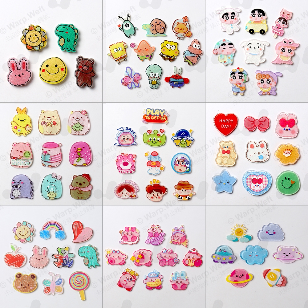 ใหม่ ชุดการ์ตูนน่ารัก Jibbitz สําหรับ Crocs Clogs, ToyStory/Kuromi/Kirby/Crayon Shin-chan/SpongeBob/Sumikkogurashi หัวเข็มขัดตกแต่ง, Crocs Charms ปุ่ม, รองเท้า DIY อุปกรณ์เสริม