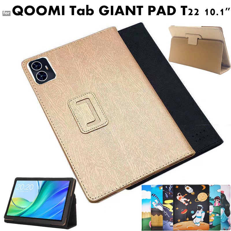 Flip Case for QOOMI Tab GIANT PAD T22 10.1" Silk Pattern Cover Flip Foldable Stand Full Body Protective Case