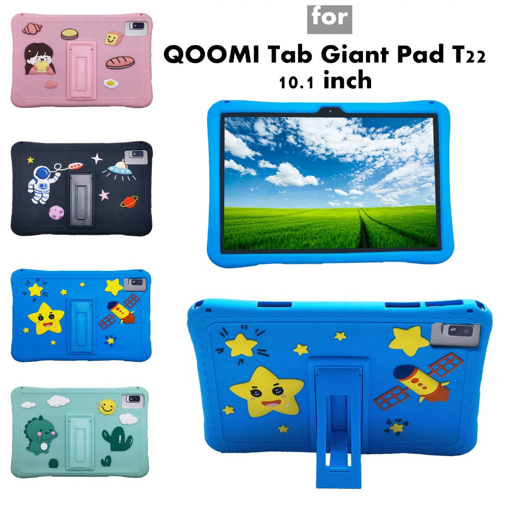 for QOOMI Tab Giant Pad T22 10.1 inch Tablet Case Cartoon Shockproof Soft Silicone Protective Case Stand Cover