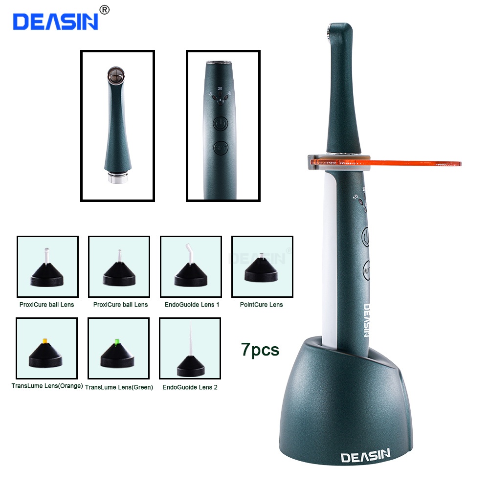 2500mW/cm2 ทันตกรรมไร้สาย LED Curing Light 1/3/5 วินาทีตัวเลือก Cure 7 เคล็ดลับอุปกรณ์ทันตกรรม