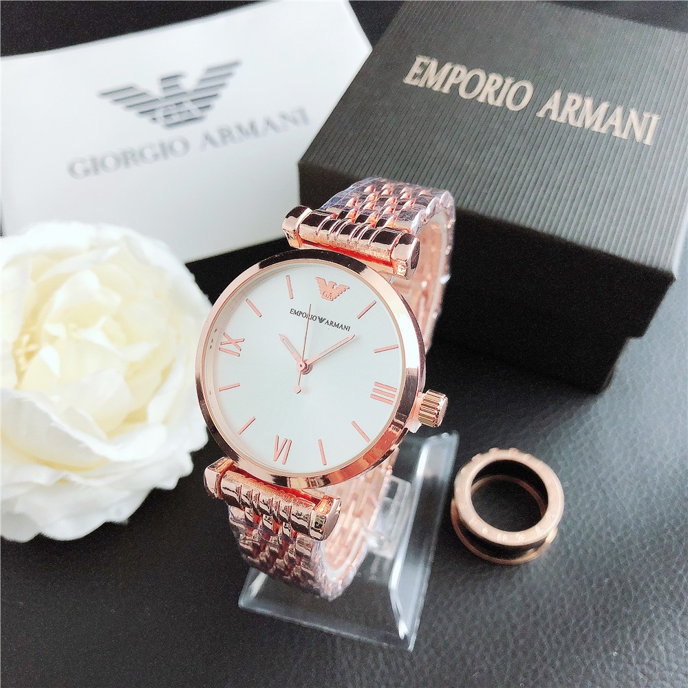 Emporio ARMANI ARMANI นาฬิกาข้อมือควอตซ์ สายสแตนเลส สําหรับผู้ชาย และผู้หญิง