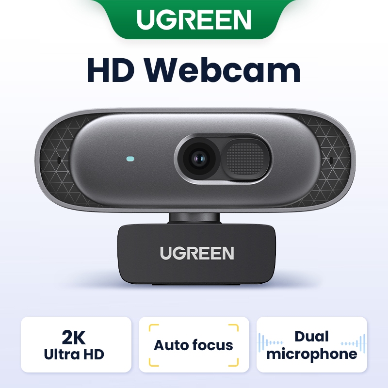 Ugreen กล้องเว็บแคม HD 2K Ultra HD ไมโครโฟนคู่ โฟกัสอัตโนมัติ ปรับแสงอัตโนมัติ สําหรับการสตรีมมิ่ง ป