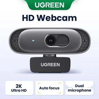 Ugreen กล้องเว็บแคม HD 2K Ultra HD ไมโครโฟนคู่ โฟกัสอัตโนมัติ ปรับแสงอัตโนมัติ สําหรับการสตรีมมิ่ง ประชุมทางไกล Zoom Skype YouTube เดสก์ท็อป