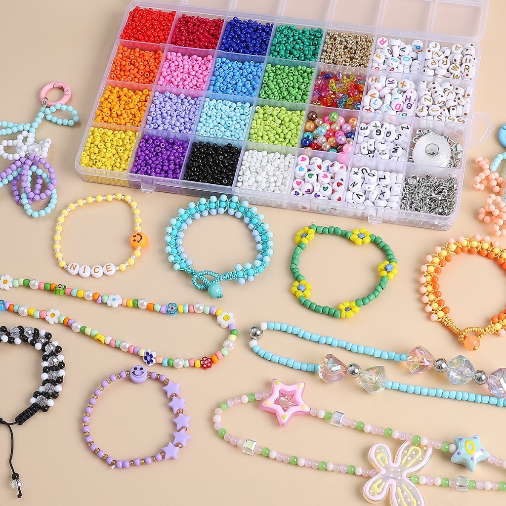 ชุดกล่องลูกปัดข้าว และกล่องใส่เครื่องประดับ แฮนด์เมด 28 ช่อง Diy
