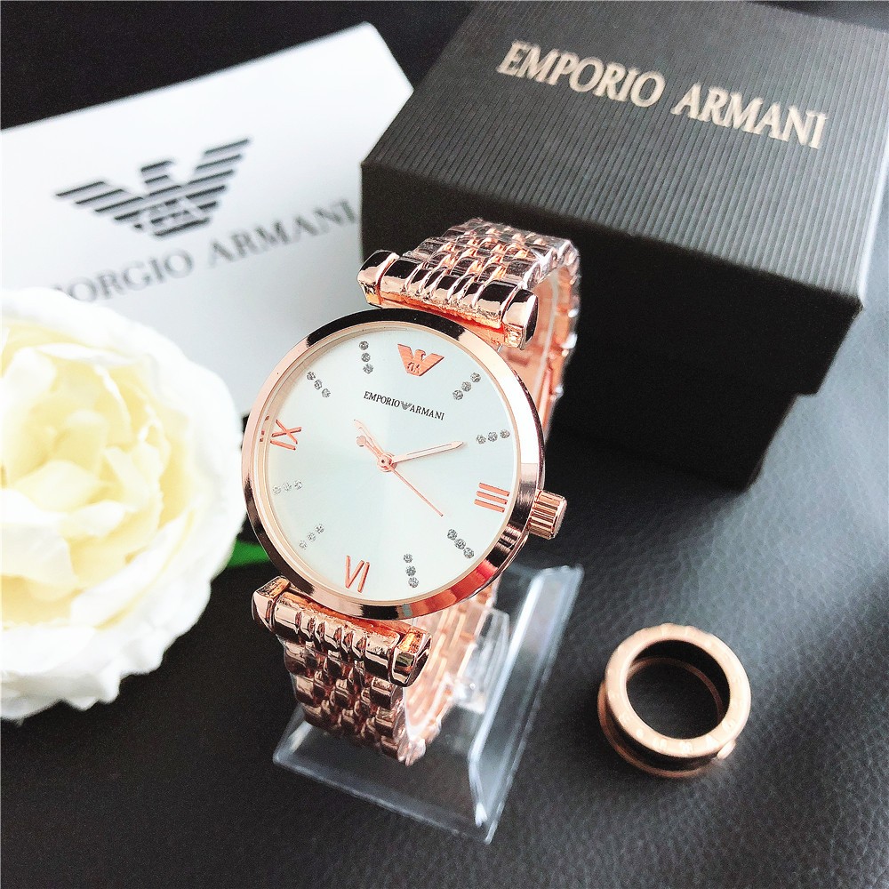 Emporio ARMANI ARMANI Jenny Series GIANNIT-B นาฬิกาข้อมือควอตซ์แฟชั่น สายแสตนเลส สีขาว สําหรับสตรี