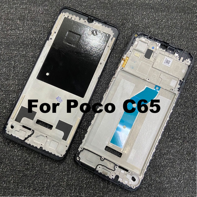 สําหรับ Xiaomi Poco C65 กรอบกลางด้านหน้า LCD Bezel Faceplate กรอบด้านข้างปุ่มอะไหล่ซ่อมอะไหล่