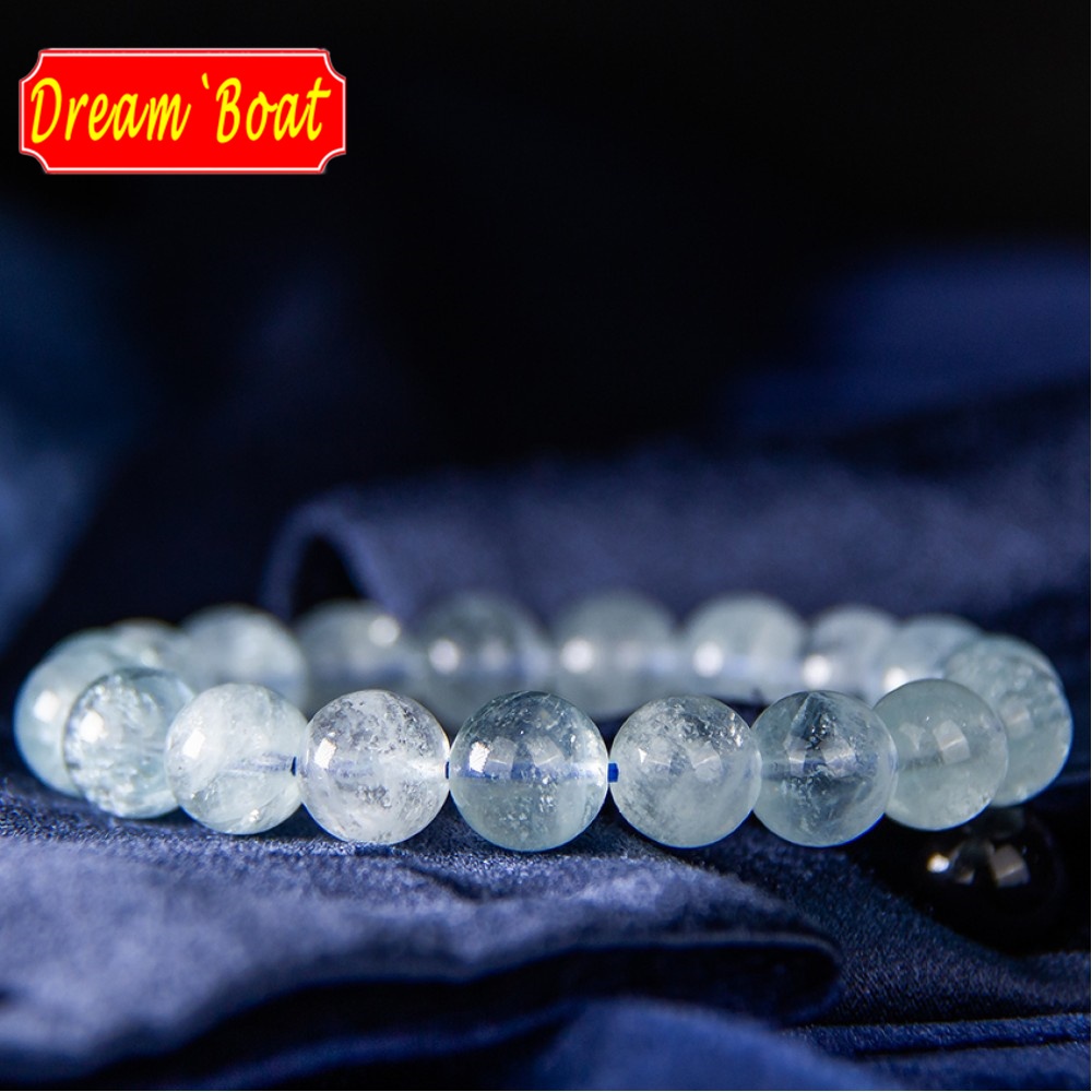 Aquamarine Natural Crystal Bracelet สร้อยข้อมือคริสตัลธรรมชาติ,ลูกปัดคริสตัล,ผู้หญิง/ผู้ชายสร้อยข้อมือ,สร้อยข้อมืออัญมณี,สร้อยข้อมือฮวงจุ้ย,สร้อยข้อมือหินธรรมชาติ,เครื่องประดับแฟชั่นและหรูหรา