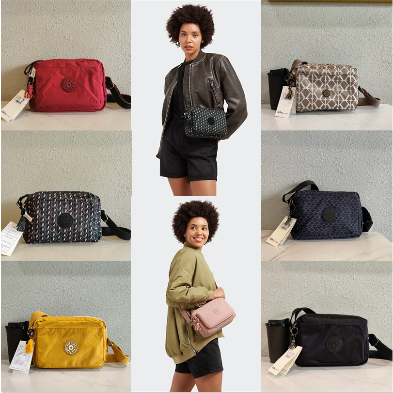 Kipling กระเป๋าสตรีสไตล์ใหม่กระเป๋าสะพายข้างหลายสี 4 ซิปโครงสร้างหลายชั้นกระเป๋าสไตล์เข้ากันทั้งหมด 6237