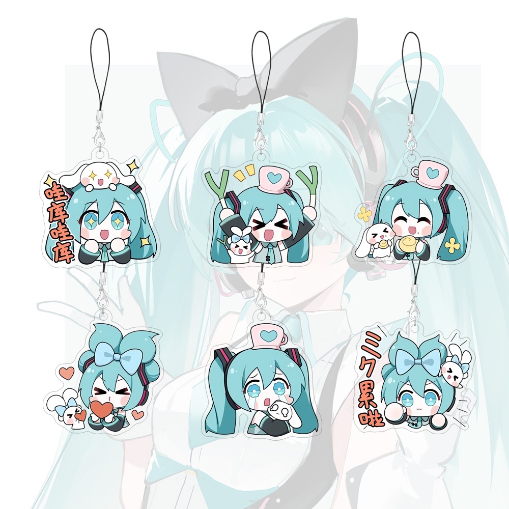 สายคล้องโทรศัพท์ จี้อะคริลิค รูปการ์ตูน Hatsune Miku สําหรับห้อยกระเป๋า