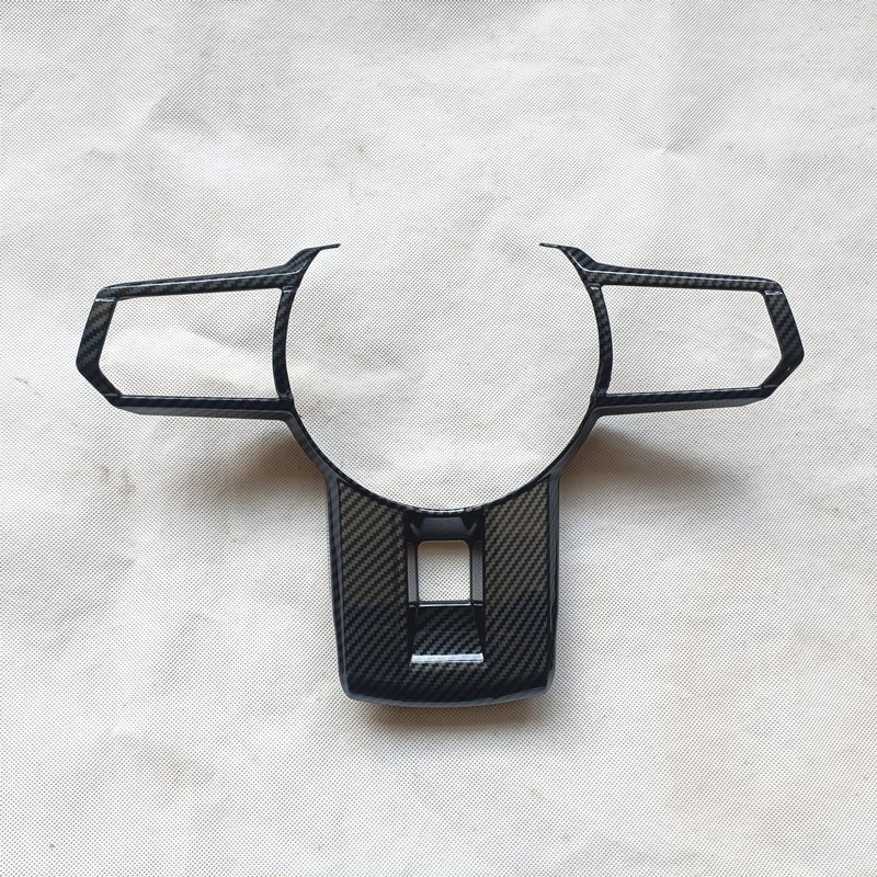 สําหรับ Mitsubishi Triton L200 LC MV 6th 2023 2024 2025 2026 ฝาครอบพวงมาลัย Trim อุปกรณ์ตกแต่งภายในกรอบพลาสติกเลียนแบบคาร์บอนไฟเบอร์