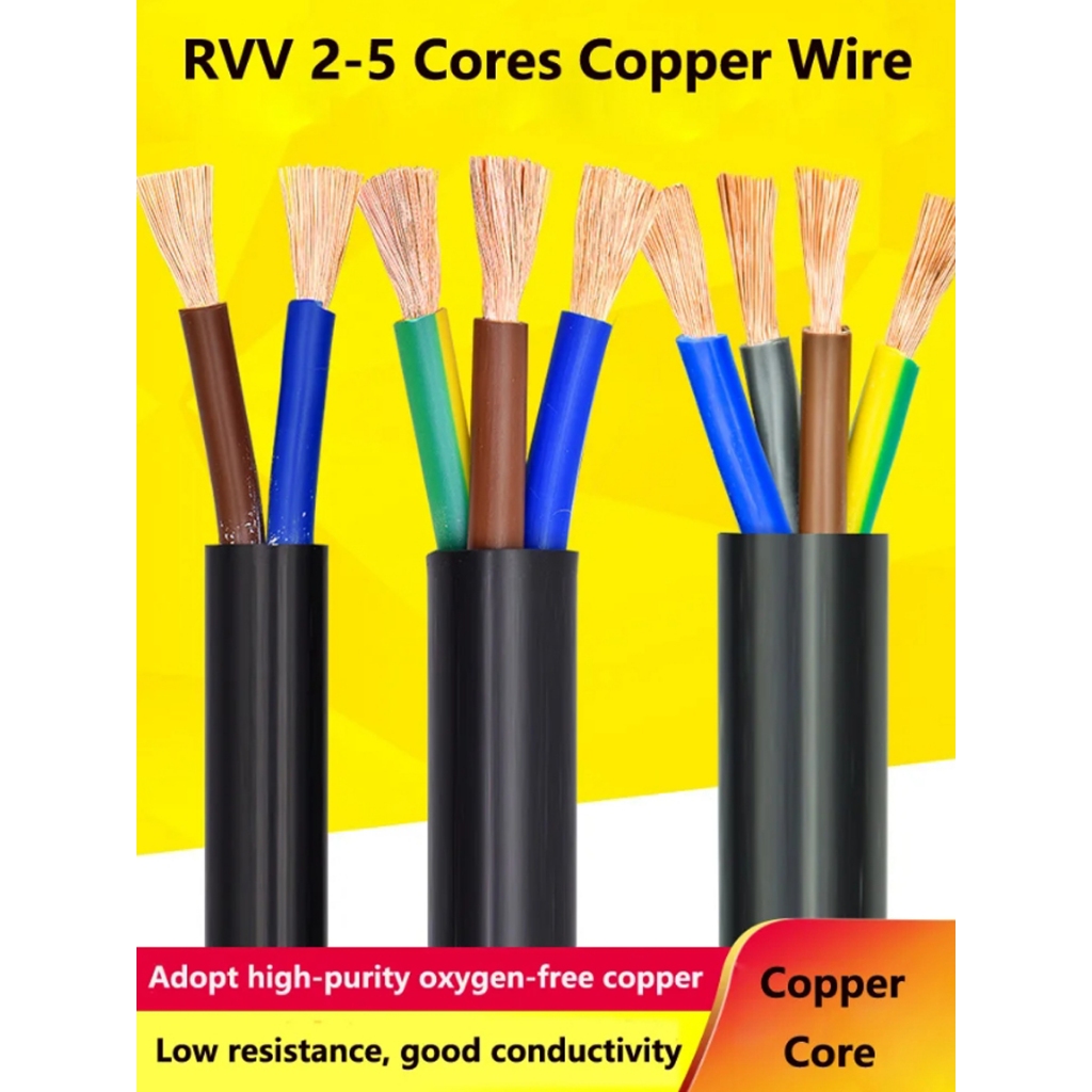 RVV การเชื่อมต่อสายไฟควบคุม 2 3 4 5 Core 0.75 1 1.5 2.5 4 6mm2 PVC Sheathed แกนทองแดงตัวนําสายสัญญาณสาย AVVR