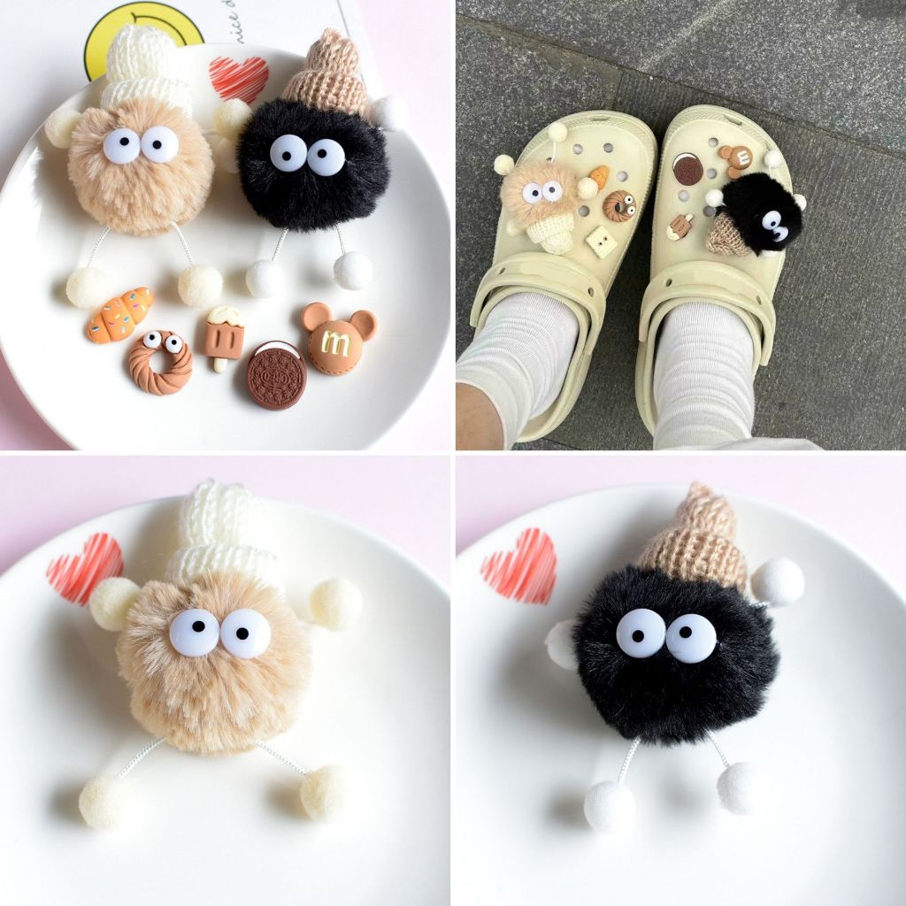 Jibitz ตัวติดรองเท้า รูปตุ๊กตาชานม คุกกี้ น่ารัก DIY อุปกรณ์เสริม 7 ชิ้น