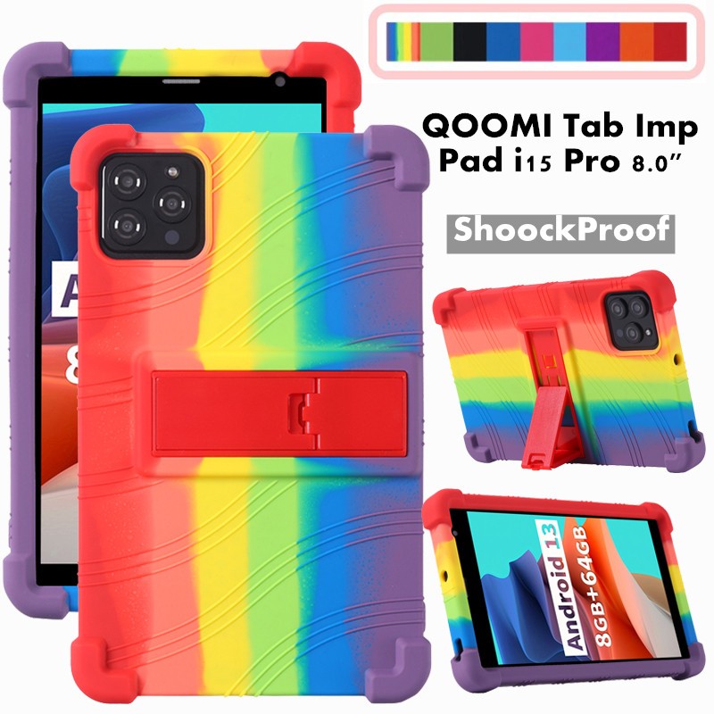 for QOOMI Tab Imp Pad i15 Pro 8.0 inch Tablet Case Shockproof Soft Silicone Protective Case Stand Cover