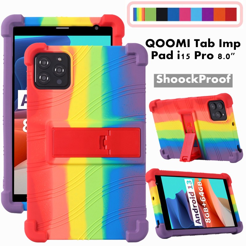 for QOOMI Tab Imp Pad i15 Pro 8.0 inch Tablet Case Shockproof Soft Silicone Protective Case Stand Co
