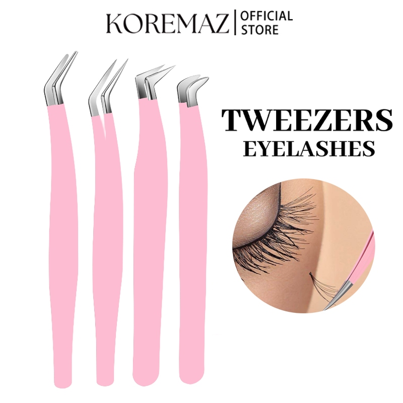 KOREMAZ แหนบต่อขนตา ความแม่นยําสูง สีชมพู และสีทอง