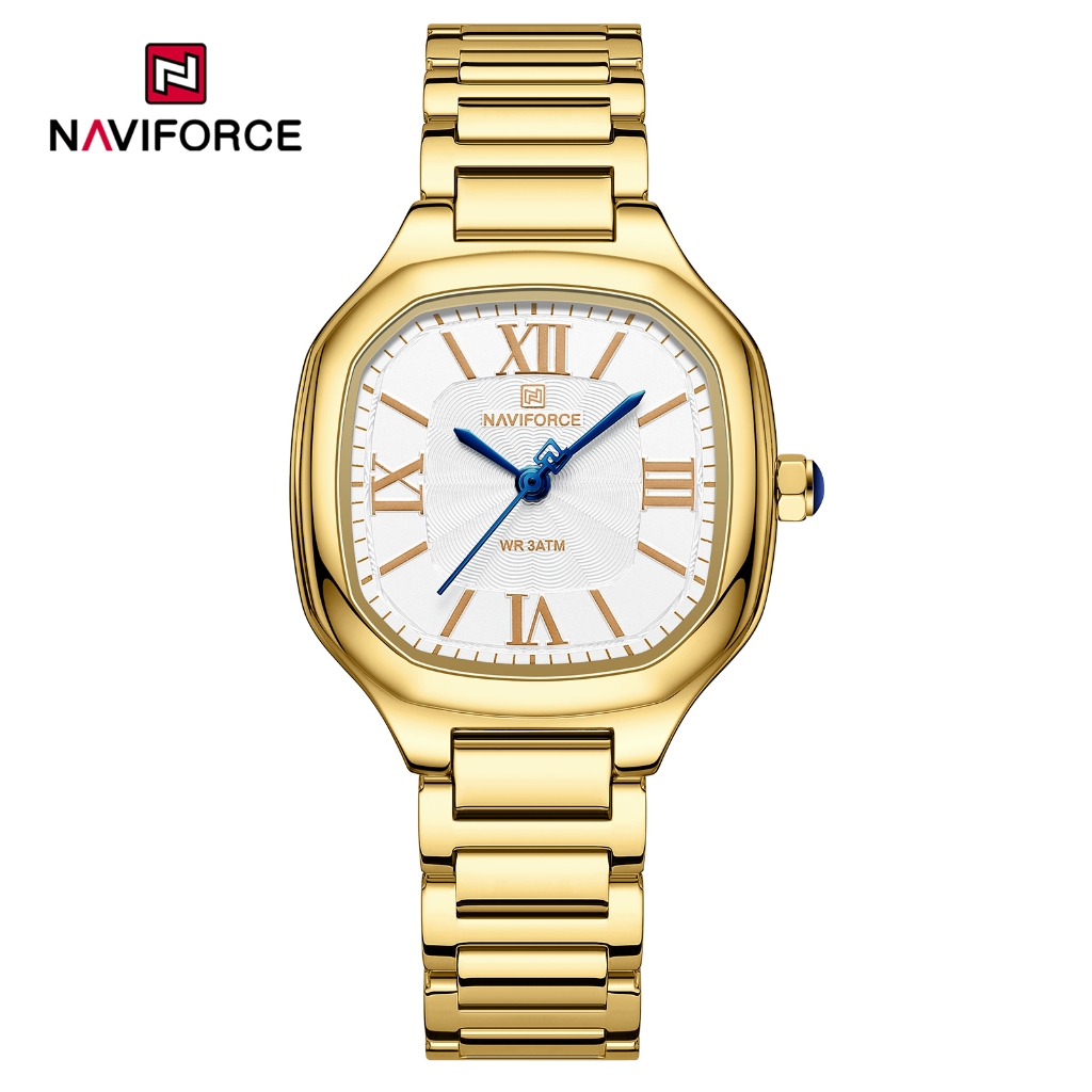 Naviforce NF5042 นาฬิกาข้อมือควอทซ์ สายสแตนเลส ทรงสี่เหลี่ยม กันน้ํา หรูหรา สําหรับผู้หญิง