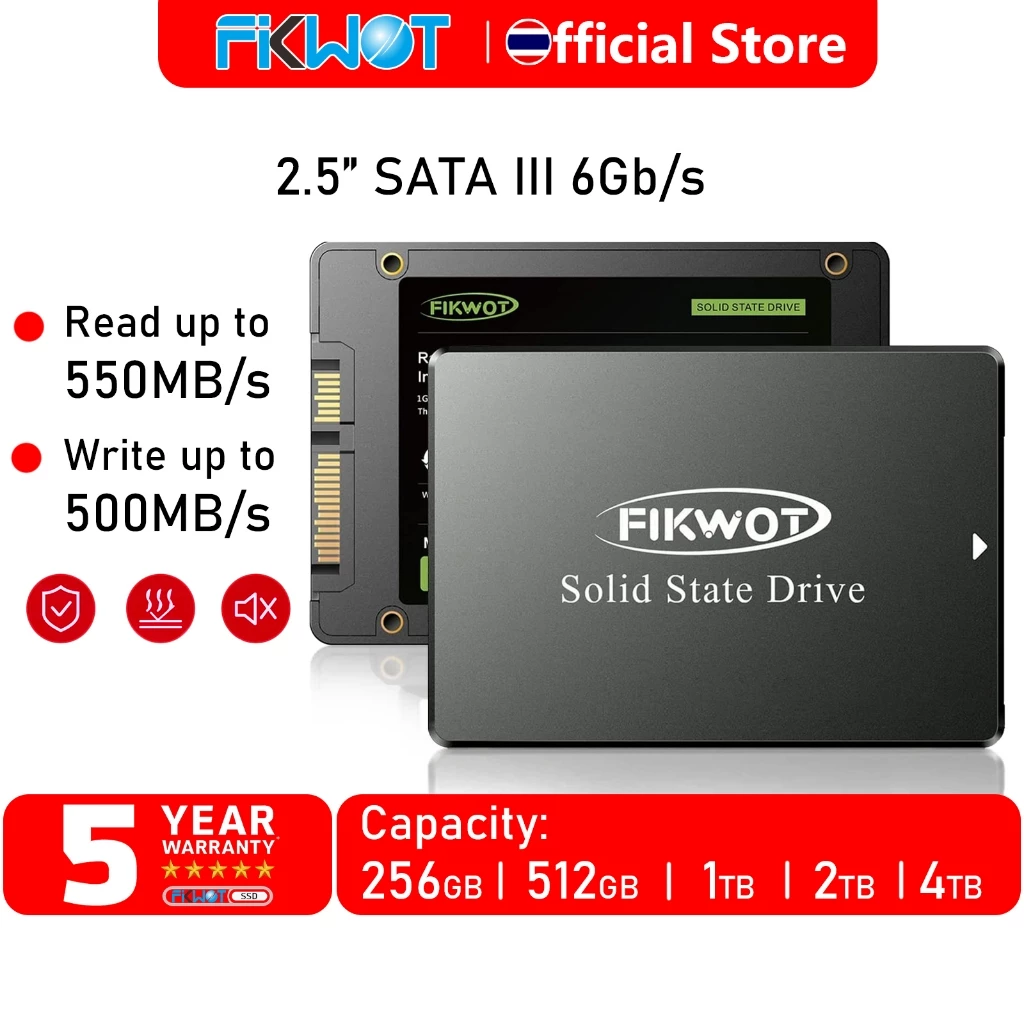 Fikwot FS810 2.5'' SATA SSD 128GB 256GB 512GB 3D NAND -WARRANTY 5 YEARS-เหมาะสำหรับโน๊ตบุ๊คและเดสก์ท็อป