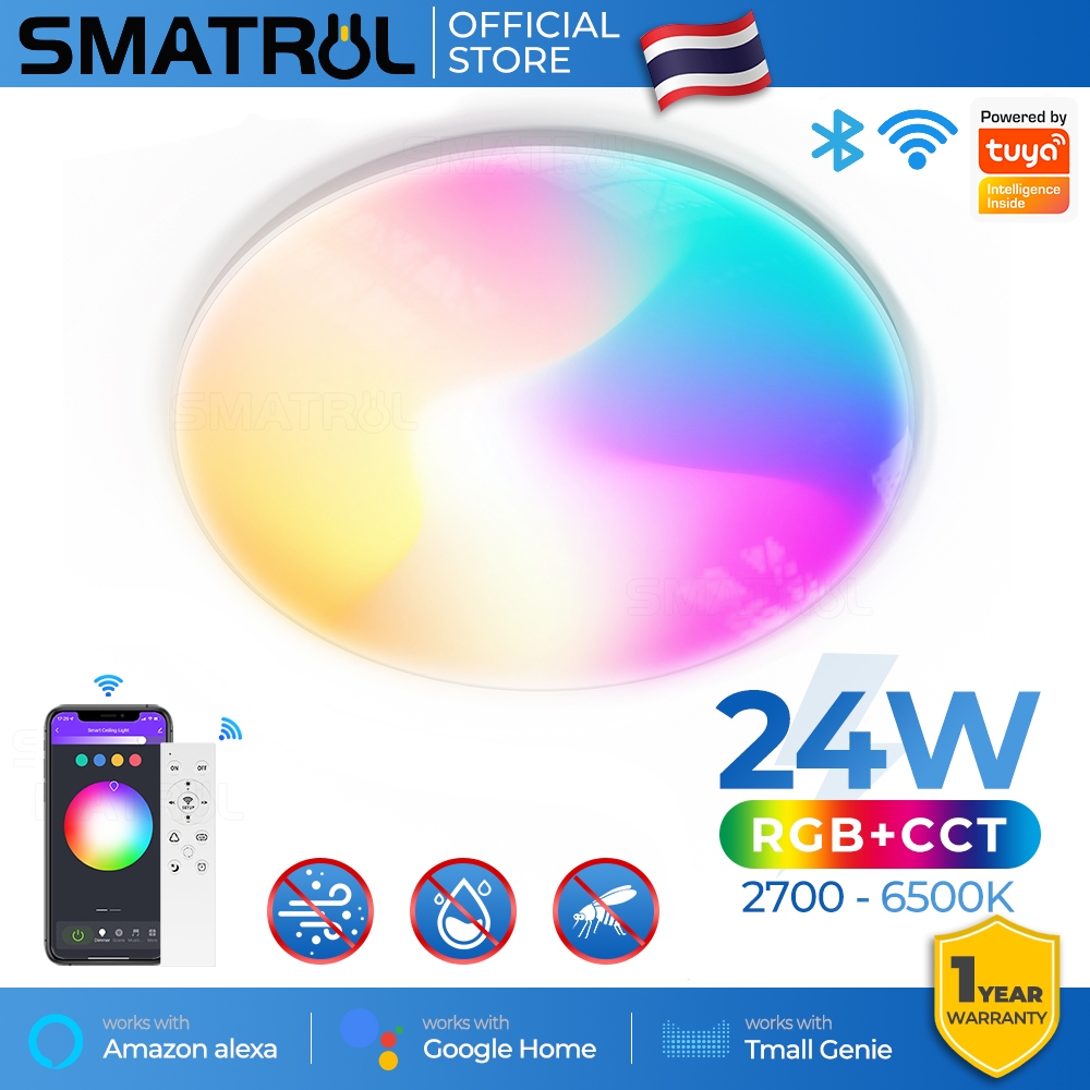Smatrul Tuya Wifi โคมไฟเพดาน Led อัจฉริยะ 24W หลอดไฟ Led RGBCW Wifi สวิตช์ควบคุมระยะไกล