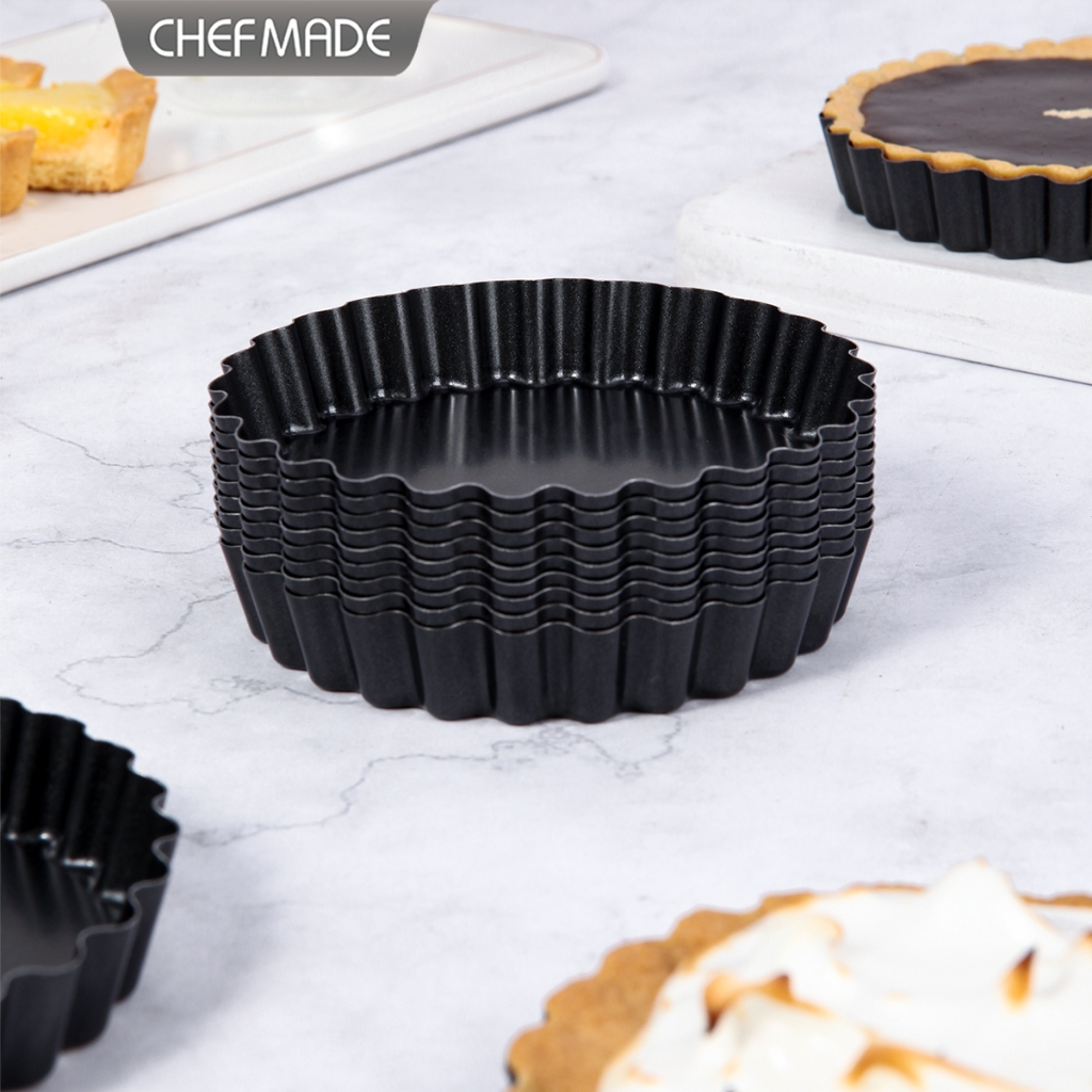 CHEFMADE ชุดกระทะทาร์ต ทรงกลม ไม่ติดผิว ขนาด 4 นิ้ว ถอดออกได้ พร้อมกระทะก้นหลวม WK9955 WK9955-12