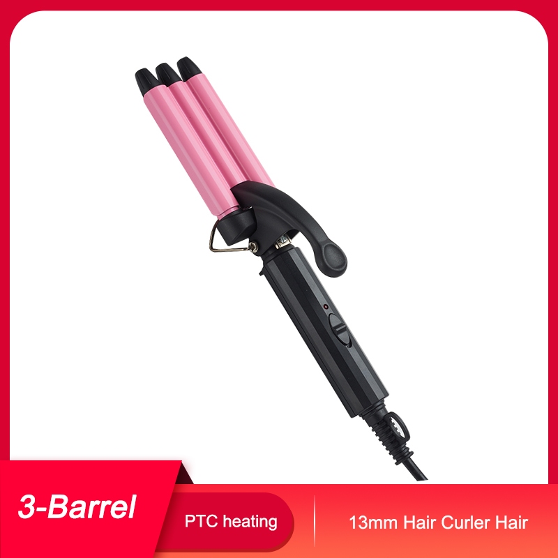 เครื่องดัดผมเหล็ก 3 บาร์เรล 13 มม. เครื่องมือจัดแต่งทรงผม PTC ทําความร้อน
