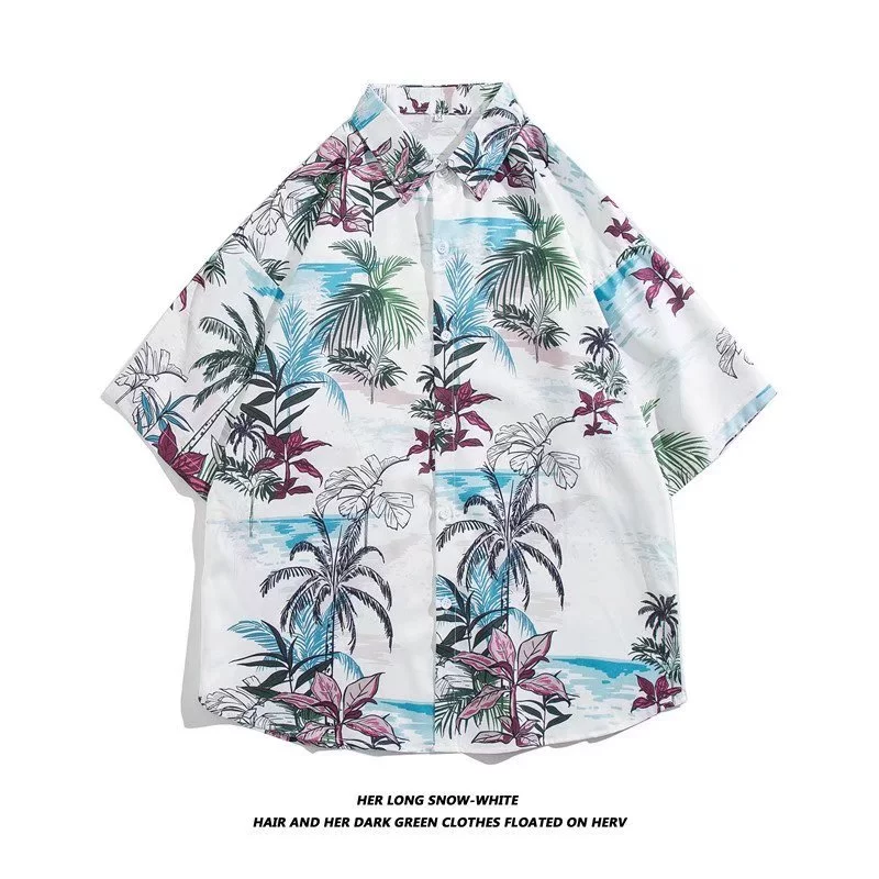 Maisida เสื้อแขนสั้นลายดอก สไตล์ฮาวาย ทรงหลวม thumbnail 9