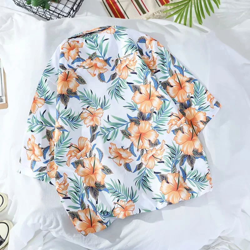 Maisida เสื้อแขนสั้นลายดอก สไตล์ฮาวาย ทรงหลวม thumbnail 8