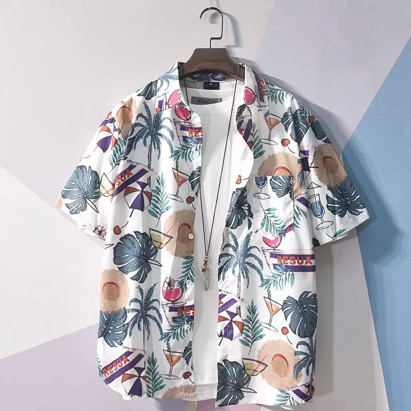 Maisida เสื้อแขนสั้นลายดอก สไตล์ฮาวาย ทรงหลวม thumbnail 4