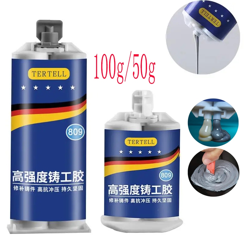ใหม่ 50 กรัม/100 กรัมซ่อมโลหะวาง 2 ใน1 อุตสาหกรรม ก&ข กาวแม่พิมพ์ กาวเคลือบหลุมร่องฟันทนความร้อน กาวเหล็กหล่อโลหะป้องกันการรั่ว