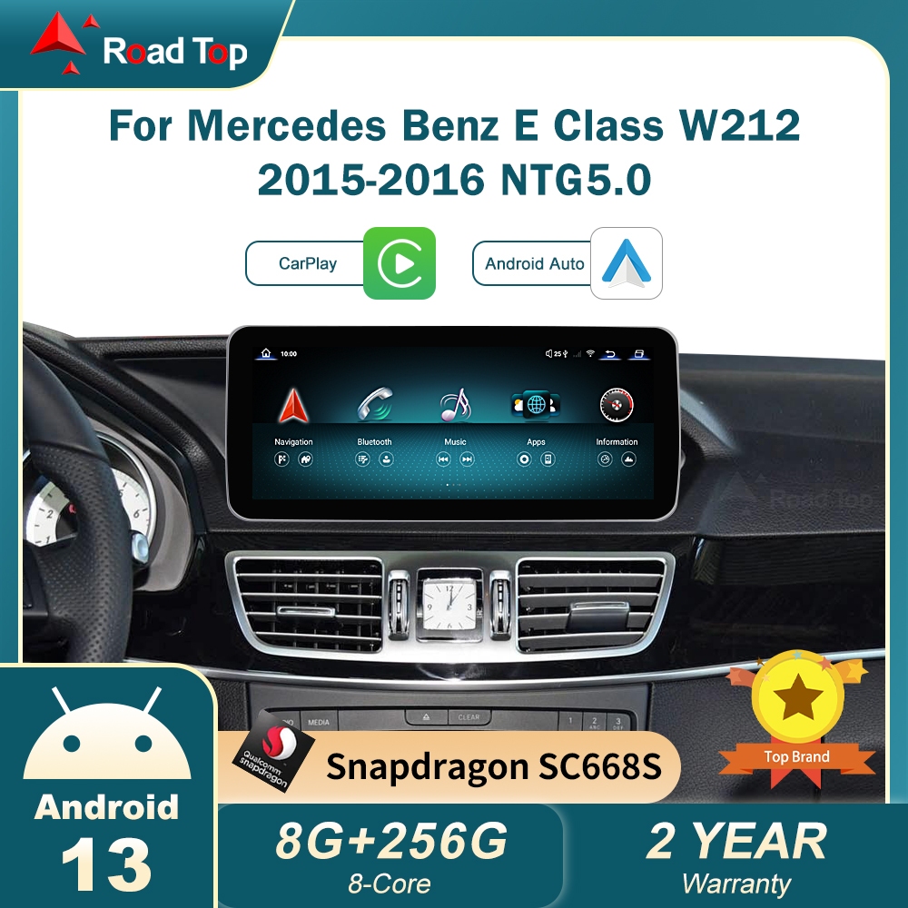 เครื่องเล่นมัลติมีเดียไร้สาย 8+256G Android 13 หน้าจอสัมผัส HD สําหรับ Mercedes benz E Class W212 2015-2016 NTG 5.0 USB Wifi 4G