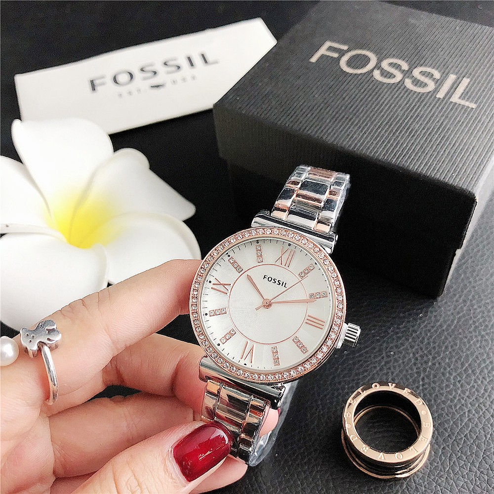 Fossil นาฬิกาข้อมือควอทซ์ สายคล้องสแตนเลส แฟชั่นสําหรับผู้ชาย