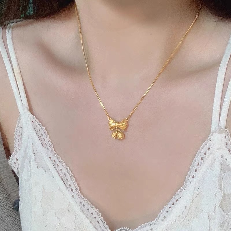 สร้อยคอ จี้รูปดอกกล้วยไม้ ประดับโบว์ สีทอง เหมาะกับของขวัญวันเกิด สไตล์เกาหลี สําหรับนักเรียนหญิง - รูปที่ 2