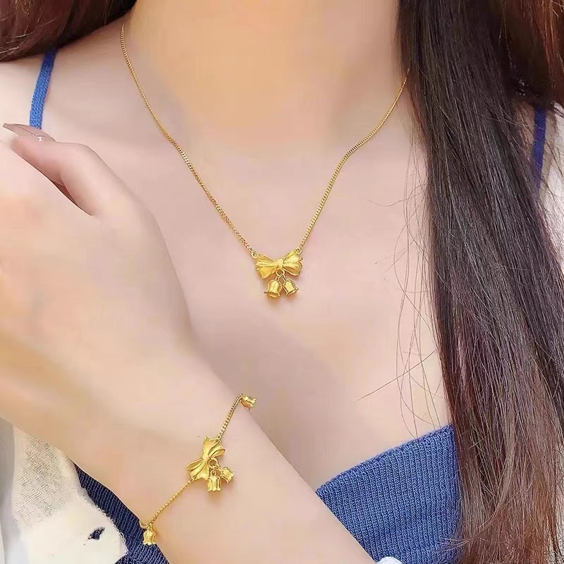 สร้อยคอ จี้รูปดอกกล้วยไม้ ประดับโบว์ สีทอง เหมาะกับของขวัญวันเกิด สไตล์เกาหลี สําหรับนักเรียนหญิง - รูปที่ 4