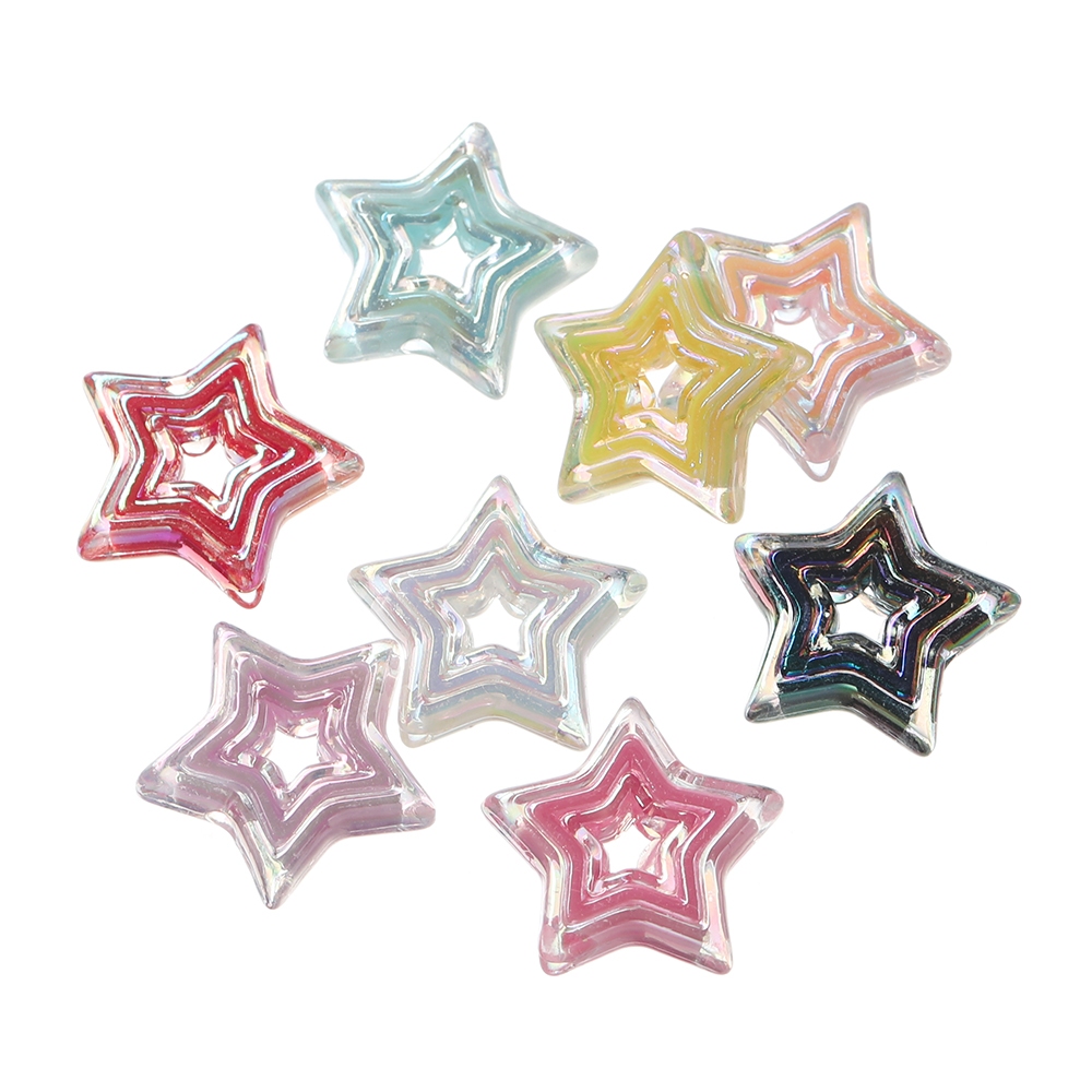 ลูกปัดดาว5แฉกอะคริลิคแบบกลวง 5-20ชิ้น สีสันสดใส สำหรับDIYสร้อยข้อมือ-สร้อยคอ-ต่างหู