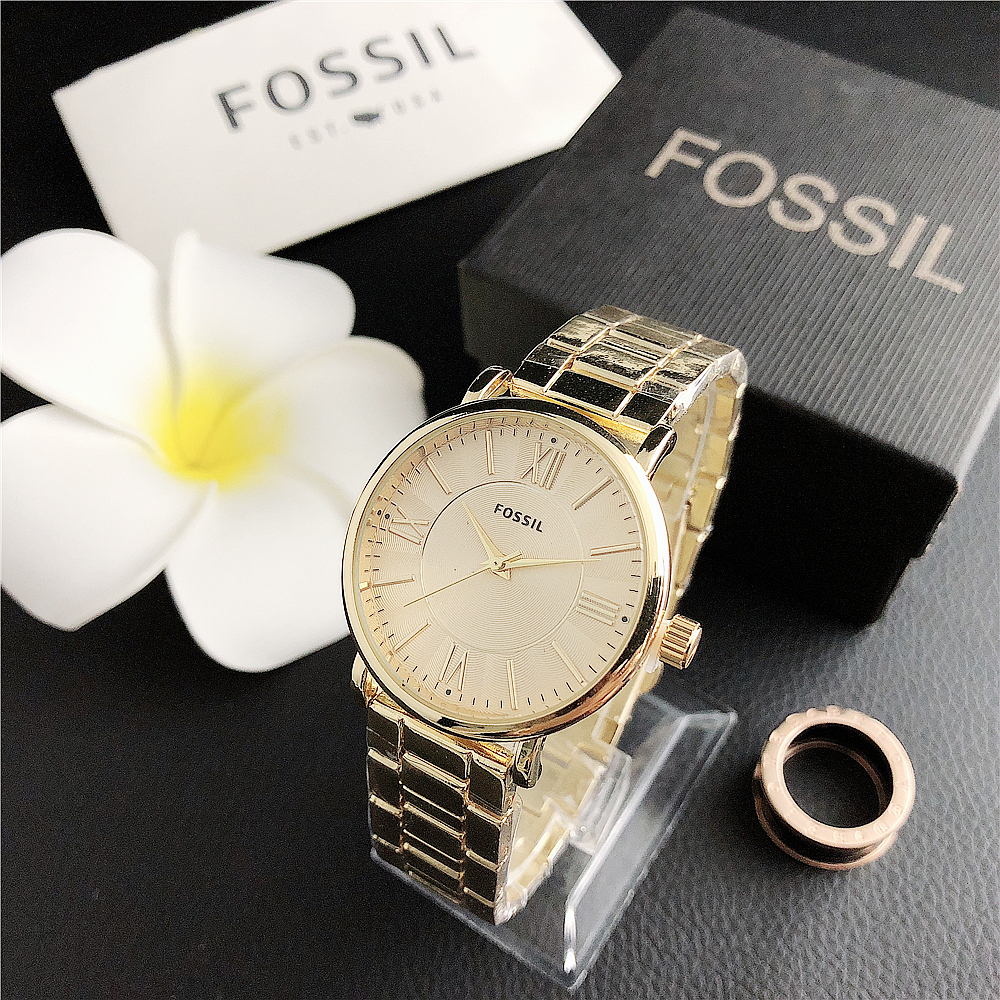 Fossil นาฬิกาข้อมือควอตซ์ ลําลอง สายสแตนเลส สไตล์ญี่ปุ่น เกาหลี สําหรับผู้หญิง