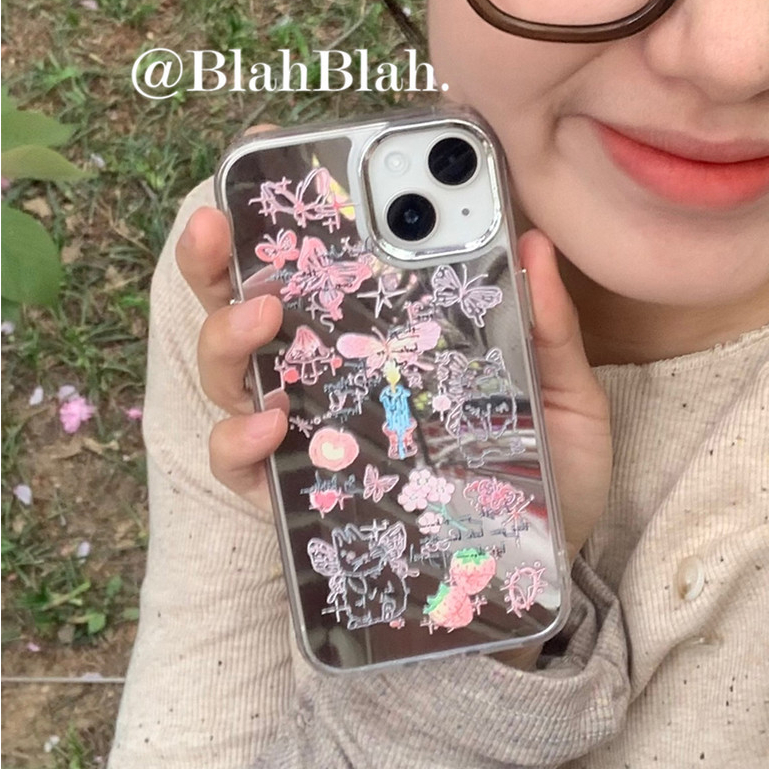 Huiwanju เคสโทรศัพท์มือถือแบบกระจก ใส ขอบนิ่ม ลายกระต่าย สีชมพู สําหรับ Iphone 14 ip15promax 13 12 11