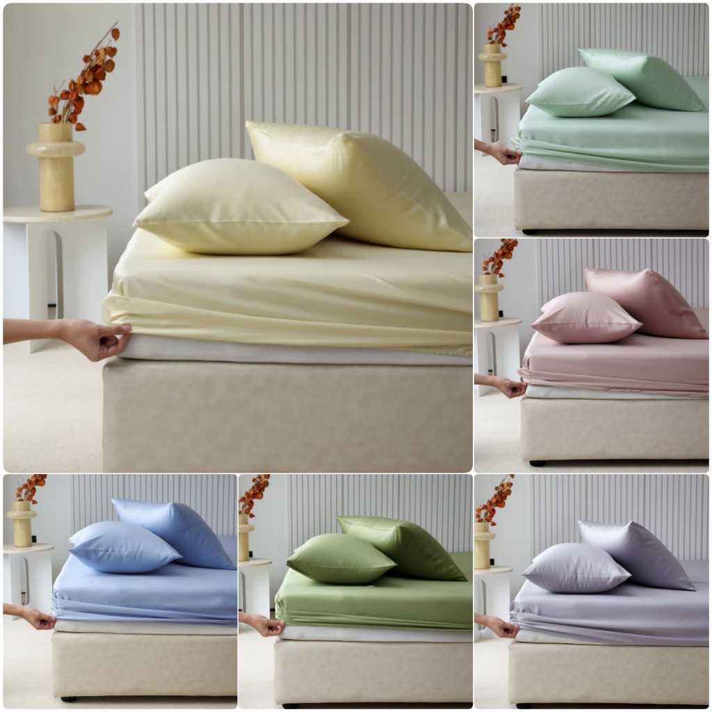ผ้าปูที่นอน Tencel 100% 8 สี สัมผัสเย็น เรียบลื่น เดี่ยว พิเศษ เดี่ยว ควีนไซซ์ คิงไซซ์ เพิ่มความสูง ปลอกหมอน Tencel