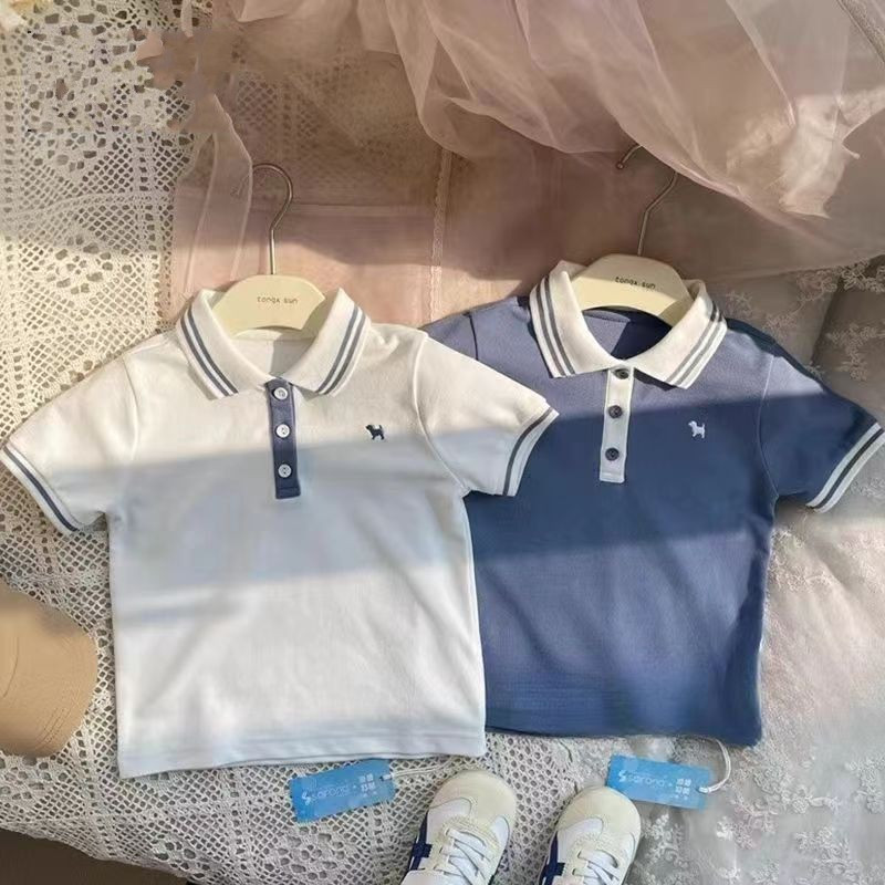 เสื้อโปโลลําลอง คอปก เข้ากับทุกการแต่งกาย แฟชั่นฤดูร้อน สไตล์เกาหลี สําหรับเด็กผู้ชาย