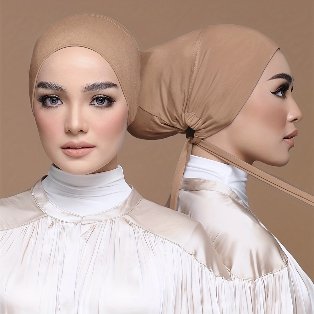 Laven มุสลิมผ้าฝ้ายด้านใน Hijab ธรรมดานุ่ม Underscarf Hijab Undercap ผ้าพันคอ Turban หมวกอิสลามผู้หญิง Hijabs