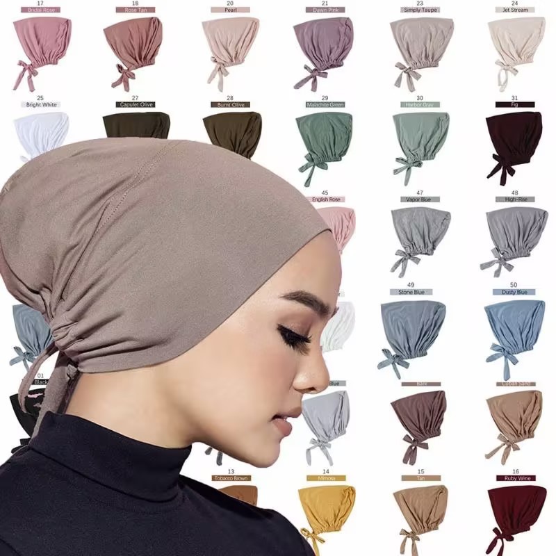 Laven มุสลิมผ้าฝ้ายด้านใน Hijab ธรรมดานุ่ม Underscarf Hijab Undercap ผ้าพันคอ Turban หมวกอิสลามผู้หญิง Hijabs