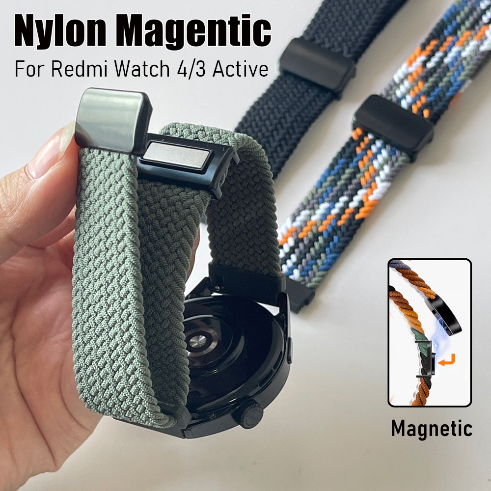 สําหรับ Redmi Watch 4 สําหรับ Redmi Watch 3 สายนาฬิกาข้อมือ Active สายไนลอนถัก แบบยืดหยุ่น แม่เหล็ก กีฬา สําหรับ Xiaomi Band 8 Pro Band