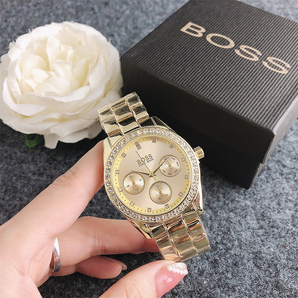 Hugo Boss หรูหราอารมณ ์ สแตนเลส Dial ควอตซ ์ นาฬิกาข ้ อมือนาฬิกาผู ้ หญิงนาฬิกาแฟชั ่ น Diamond-studded High-End F