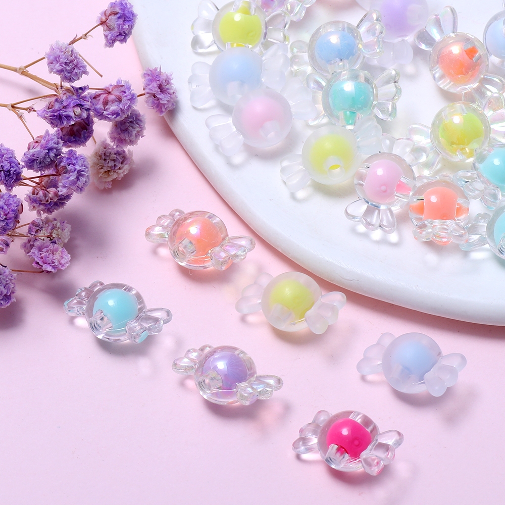 ลูกปัดอะคริลิค ทรงหลวม สีแคนดี้ จํานวน 30 ชิ้น