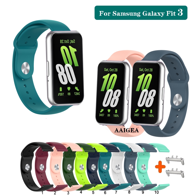 สายนาฬิกาข้อมือซิลิโคน แบบนิ่ม พร้อมตัวเชื่อมต่อ สําหรับ Samsung Galaxy Fit 3 fit3 SM-R390