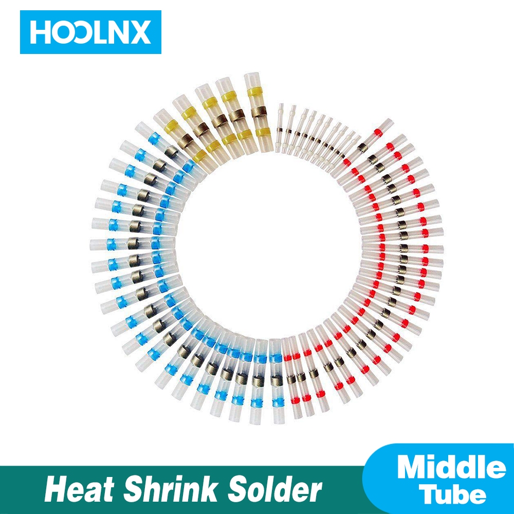 Hoolnx 200 PCS Solder Seal Wire Connector Kit ความร้อนหด Butt Terminal กันน้ําฉนวนไฟฟ้า Butt Splice Wire Joint
