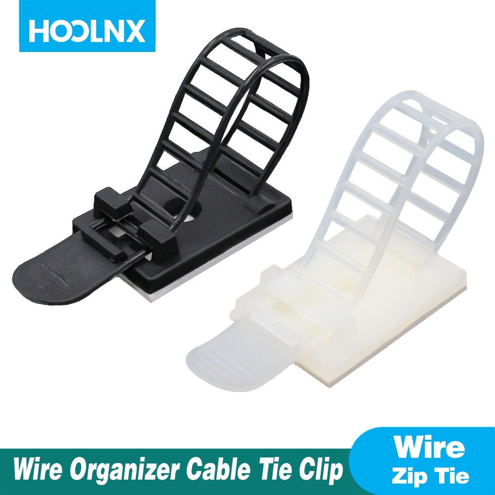 Hoolnx ปรับ Self-Adhesive Nylon Cable Tie mounts สายรัดสายเคเบิลพร้อมสกรูเสริม Clamps สําหรับการจัดการสายไฟ