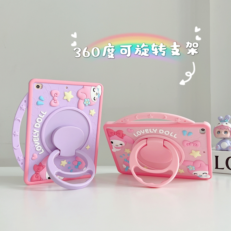 เคสแท็บเล็ต ซิลิโคนนิ่ม ลายการ์ตูนเมโลดี้น่ารัก พร้อมขาตั้ง 360 องศา สําหรับ ipad pro11 air1 air2 10.2 10.5 9.7 นิ้ว 2022 10th 10.9 2020 air4 air5 10.9mini1 2 3 4 6 5