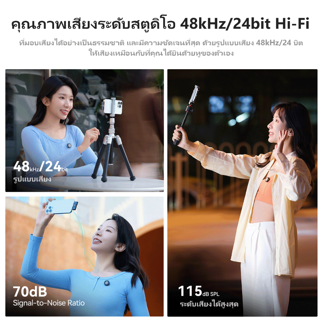 Hollyland LARK M2 ไมโครโฟนไร้สาย 24Bit น้ําหนัก 9 กรัม สําหรับโทรศัพท์มือถือ กล้อง เวอร์ชั่น Combo
