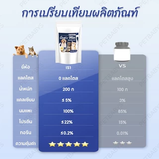 🥛นมผงแมว🍼นมผงแพะ แพะสำหรับแมว นมผงลูกสัตว์ นมแพะสำหรับสุนัข 200กรัมx1ถุง บำรุงกระดูกและฟันให้แข็งแรง แคลเซียมสูง เสริมภูมิคุ้มกัน